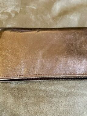 HOBO Metallic Bronze Leather Clutch Wallet